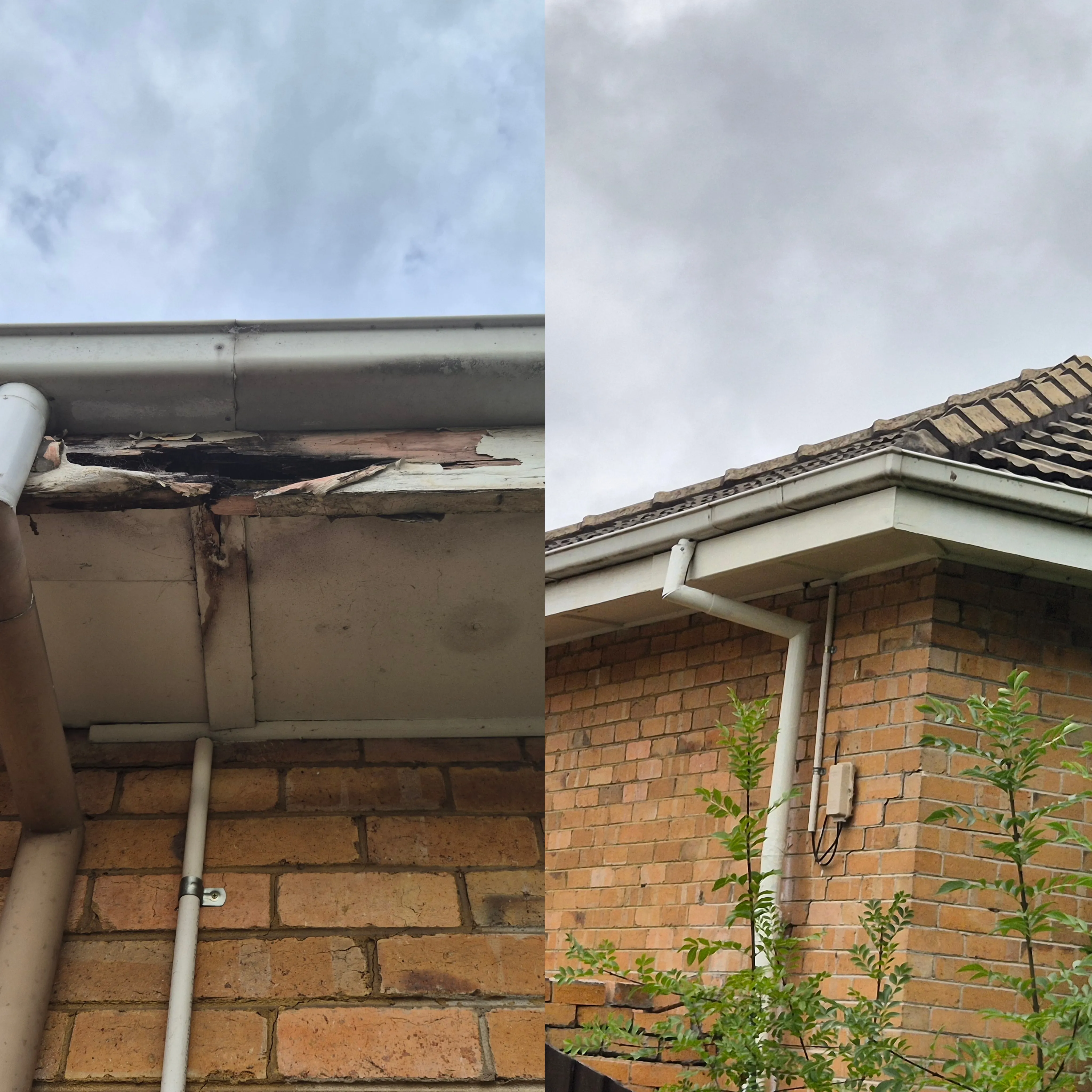 Gutter fascia repair Melbourne before after